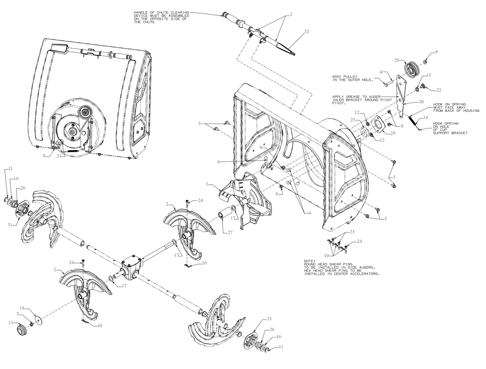 Impeller Diagram and Parts List for 3X26-INCHTRAC (31AH7DVX710)(2019) Cub Cadet Snow Blower